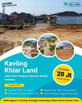 KAVLING RUKO PINGGIR JALAN UTAMA BISA KREDIT SI BANDAR LAMPUNG