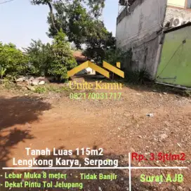 Tanah 115m2 di Lengkong Karya, Dekat Pintu tol Jelupang. Akses mobil