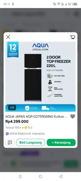 Kulkas AQUA 2 pintu