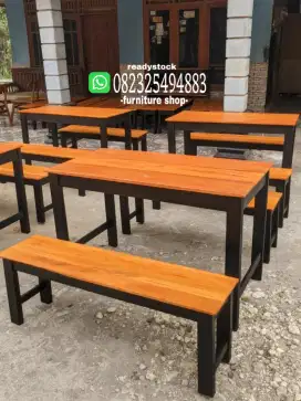 Meja kursi makan cafe warmindo