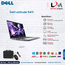 Dell Latitude 5411 Intel Core i5-10400H Ram 8GB SSD 256GB Bergaransi