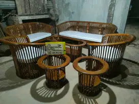 Lursi tamu kranjang set matras bantal full kayu jati