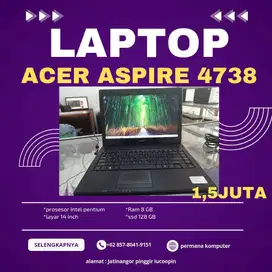 LAPTOP MURAH DAN BERGARANSI ACER ASPIRE 4738 SSD 128GB