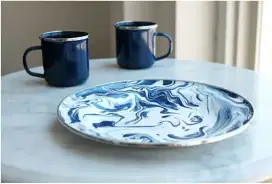 Enamel Blue Set (1 plate + 2 mugs)