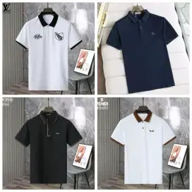 Kaos kerah branded pria banyak model hermes versace lv loro piana gc