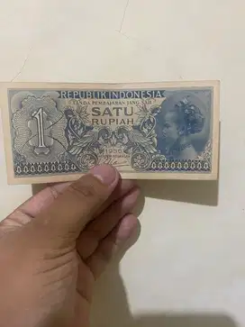 Uang kertas kuno 1 rupiah th 1956