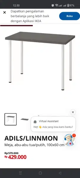 3 meja ikea ukuran 60-100