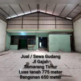 Jual / Sewa Gudang Jl Gajah Semarang Timur 775 meter