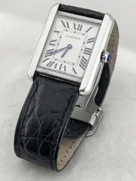 CARTIER TANK LADIES SOLO WHITE DIAL LEATHER STRAP QUARTZ