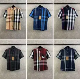 Kemeja Burberry Lengan Pendek Slim Fit Kemeja Pria
