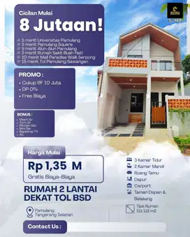 Rumah dijual baru Pamulang strategis nego