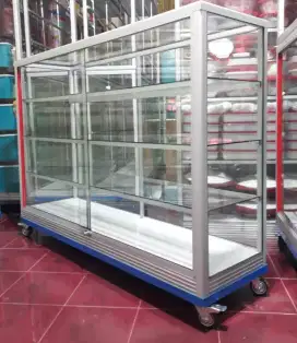 Etalase Ukuran 1,5Mx1M PAKE RODA BESAR & SIKU BESI Untuk Usaha