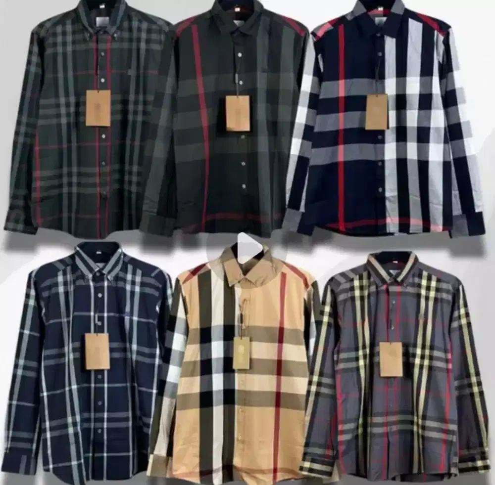 Kemeja Burberry Lengan Panjang Slim Fit Kemeja Pria