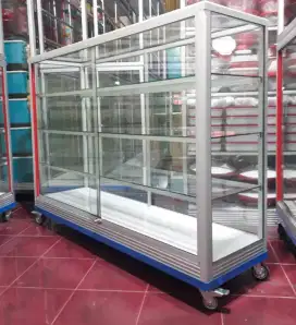 Etalase Pakai RODA BESAR & SIKU BESI Panjang 1,5M Buat Warung dll