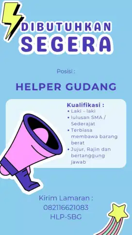 Dibutuhkan Helper