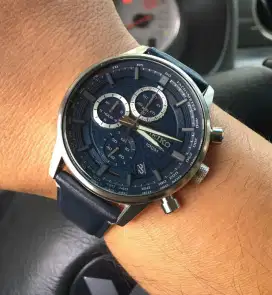 Jam Tangan Seiko Chronograph SSB313 8T67-00G0 Blue Navy Leather Strap