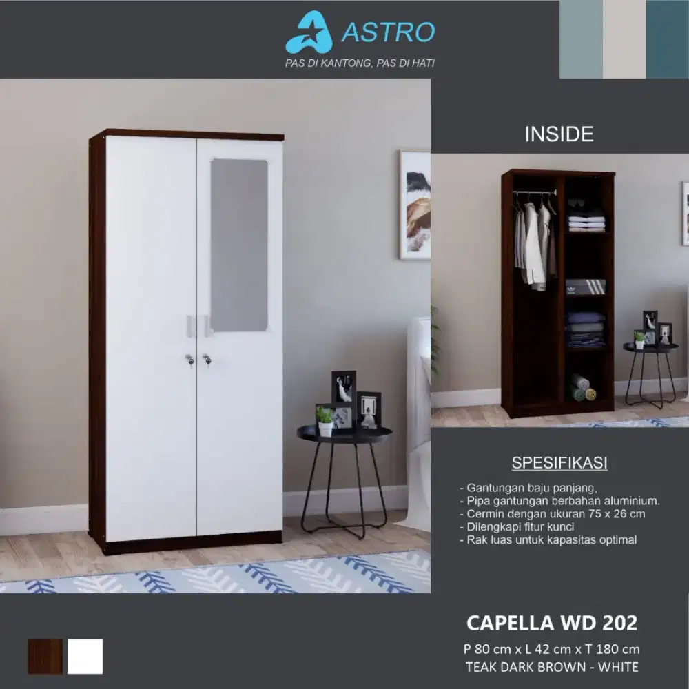 READY LEMARI PAKAIAN CAPELLA WD 202 TERMURAH TERLARIS SALE