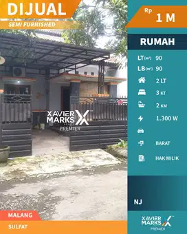 Rumah nyaman 2 lantai area tengah kota, jalan sulfat