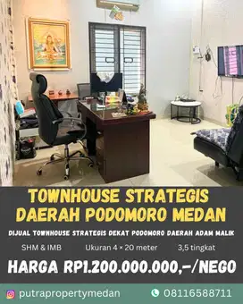 DIJUAL TOWNHOUSE STRATEGIS DEKAT PODOMORO