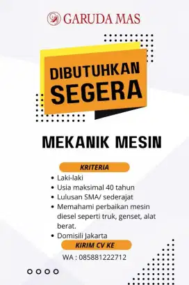 Dibutuhkan Mekanik