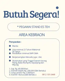 1 Penjaga Stand Es Teh dan 1 Penjaga Stand Es Jeruk