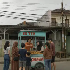 Jaga kedai/stand gerobak es teh