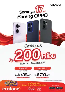 Promo oppo khusus bulan Agustus 2025 cicilan cash bisa
