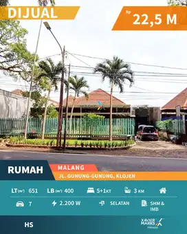 Dijual Rumah Klasik Daerah Gunung-gunung, Klojen Kota Malang