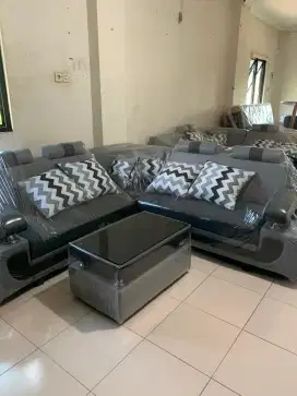 Sofa L Sudut Tangan Pesawat Abu