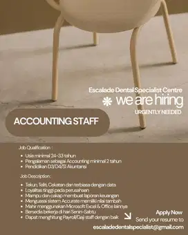 Dibutuhkan segera Accounting Staff