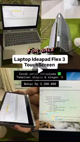 Dijual Lelang laptop Lenovo Ideapad Flex 3 touchscreen