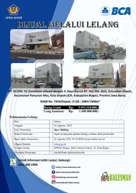 DIJUAL RUMAH MELALUI LELANG WILAYAH BOGOR