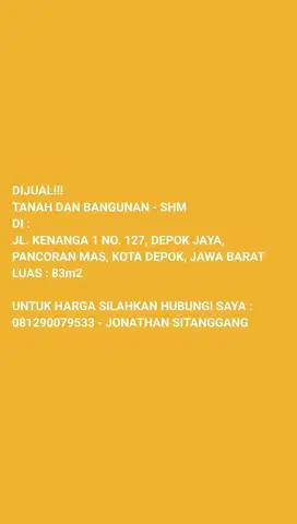 DI JUAL RUMAH - SHM - PERUMNAS DEPOK 1