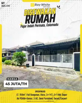 Rumah Modern Disewakan di Fajar Indah Permata, Colomadu