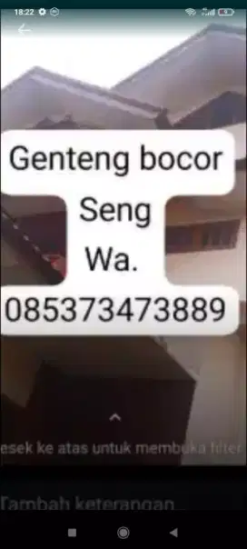 Tukang genteng bocor seng atap Rumah Lantai dinding merembes Talang