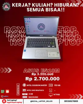 Laptop Asus X407M INtel Celeron N4020 RAM 4GB SSD 512GB