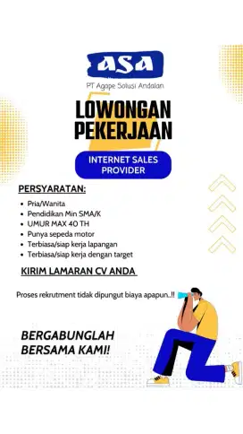 LOWONGAN SALES INTERNET PROVIDER (BUKITTINGGI)