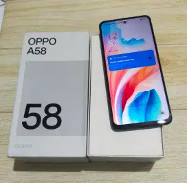 Oppo A58 4G 6/128 fullset segel mulus 98% siap pakai