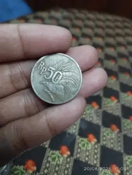 Jual koin Rp 50 gambar merak thn 1971