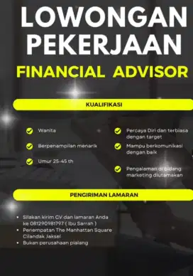 Lowongan Pekerjaan Finansial Advisor