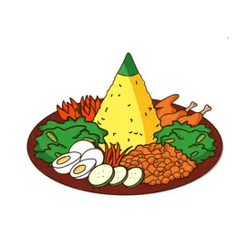 Stiker Ilustrasi Makanan dan Minuman Tradisional & Daerah