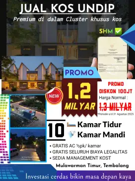 JUAL KOS UNDIP 1,2MILYAR TEMBALANG MULAWARMAN GRIYA CITRA