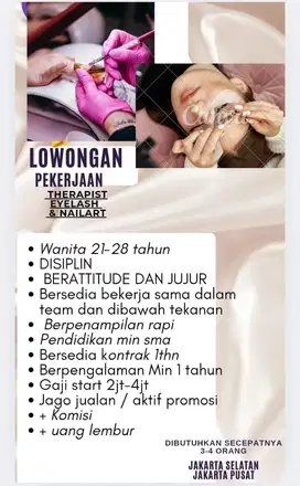 Lowongan therapist nailart & eyelash