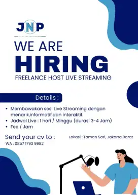 Dibutuhkan Freelance Host Live Streaming