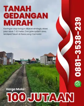 tanah kavling gedangan siap bangun