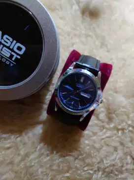Jam Tangan Casio Blue Tali Hitam