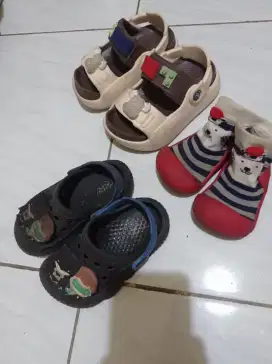 Sepatu Sendal bayi balita skidder merah coklat navy skaligus