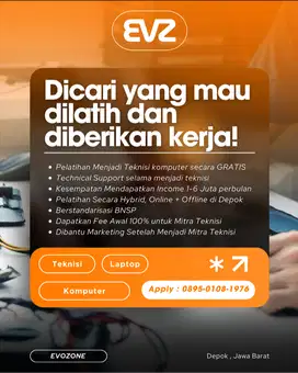 Freelance Teknisi Service + Pelatihan dan Bimbingan Kelas Gratis !