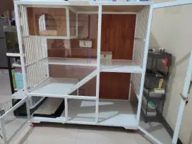 Jual kandang kucing besar, pet cargo, karpet liter box, tempat makan