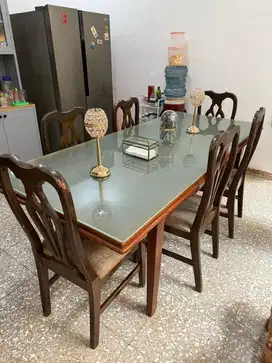 Meja makan kayu + 6 Kursi